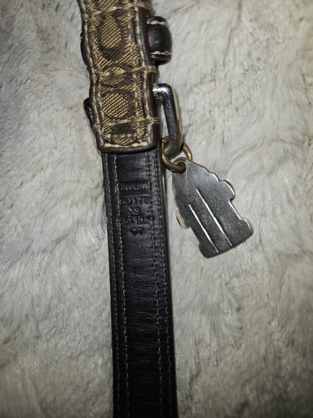 COACH BROWN LEATHER BROWN JACQUARD SIGNATURE C DOG PET COLLAR 60178 XS - Picture 6 of 8